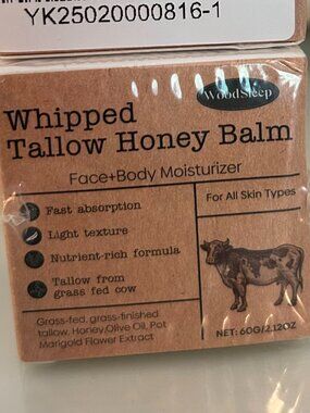 Whipped Tallow Honey Balm | Face + Body Moisturizer | Grass-Fed Tallow